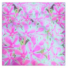 Hot Pink And White Peppermint Twist Flower Petals Large Satin Scarf (square) by myrubiogarden