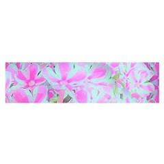 Hot Pink And White Peppermint Twist Flower Petals Satin Scarf (oblong) by myrubiogarden