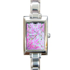 Hot Pink And White Peppermint Twist Flower Petals Rectangle Italian Charm Watch by myrubiogarden