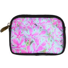 Hot Pink And White Peppermint Twist Flower Petals Digital Camera Leather Case by myrubiogarden