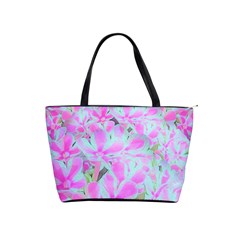 Hot Pink And White Peppermint Twist Flower Petals Classic Shoulder Handbag by myrubiogarden