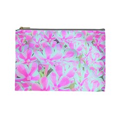 Hot Pink And White Peppermint Twist Flower Petals Cosmetic Bag (large) by myrubiogarden