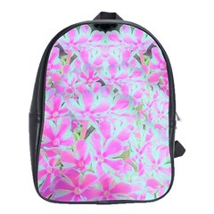 Hot Pink And White Peppermint Twist Flower Petals School Bag (large) by myrubiogarden