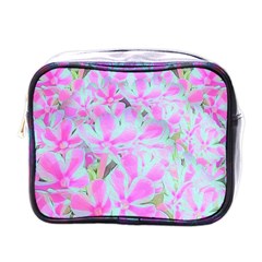 Hot Pink And White Peppermint Twist Flower Petals Mini Toiletries Bag (one Side) by myrubiogarden