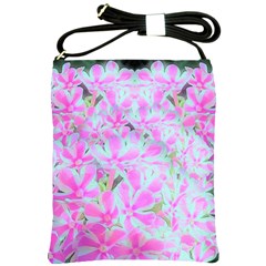 Hot Pink And White Peppermint Twist Flower Petals Shoulder Sling Bag by myrubiogarden