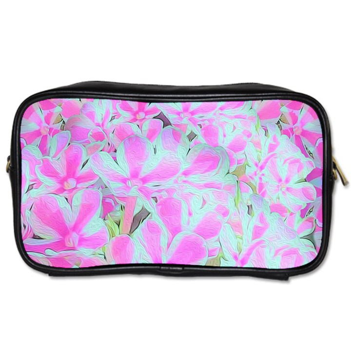 Hot Pink And White Peppermint Twist Flower Petals Toiletries Bag (One Side)