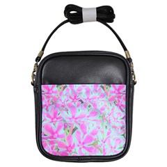 Hot Pink And White Peppermint Twist Flower Petals Girls Sling Bag by myrubiogarden