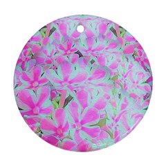 Hot Pink And White Peppermint Twist Flower Petals Ornament (round) by myrubiogarden