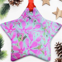 Hot Pink And White Peppermint Twist Flower Petals Ornament (star) by myrubiogarden