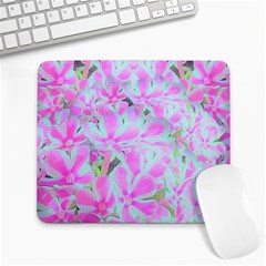 Hot Pink And White Peppermint Twist Flower Petals Large Mousepads by myrubiogarden