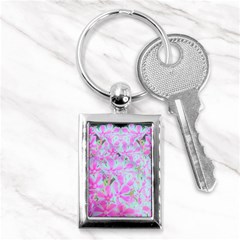 Hot Pink And White Peppermint Twist Flower Petals Key Chains (rectangle)  by myrubiogarden