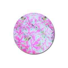 Hot Pink And White Peppermint Twist Flower Petals Magnet 3  (round) by myrubiogarden