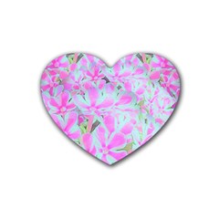 Hot Pink And White Peppermint Twist Flower Petals Heart Coaster (4 Pack)  by myrubiogarden