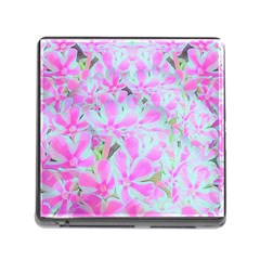 Hot Pink And White Peppermint Twist Flower Petals Memory Card Reader (square 5 Slot) by myrubiogarden