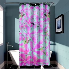 Hot Pink And White Peppermint Twist Flower Petals Shower Curtain 36  X 72  (stall)  by myrubiogarden