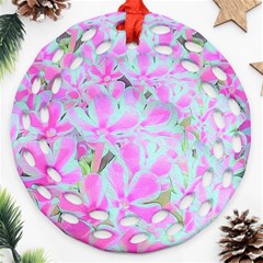 Hot Pink And White Peppermint Twist Flower Petals Ornament (round Filigree) by myrubiogarden