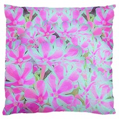 Hot Pink And White Peppermint Twist Flower Petals Large Cushion Case (two Sides) by myrubiogarden