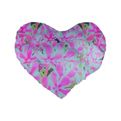 Hot Pink And White Peppermint Twist Flower Petals Standard 16  Premium Heart Shape Cushions by myrubiogarden