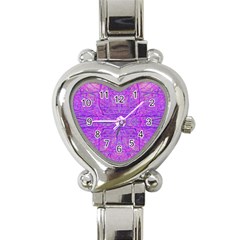 Hot Pink And Purple Abstract Branch Pattern Heart Italian Charm Watch by myrubiogarden