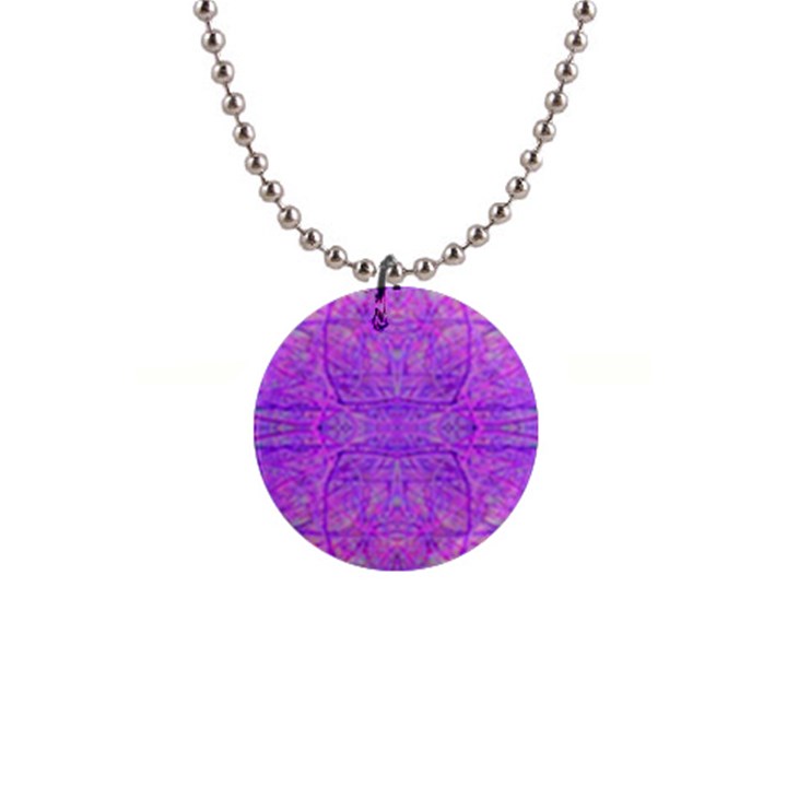 Hot Pink And Purple Abstract Branch Pattern 1  Button Necklace