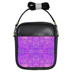 Hot Pink And Purple Abstract Branch Pattern Girls Sling Bag by myrubiogarden