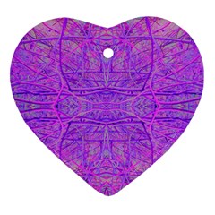 Hot Pink And Purple Abstract Branch Pattern Ornament (heart) by myrubiogarden