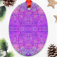 Hot Pink And Purple Abstract Branch Pattern Oval Ornament (two Sides) by myrubiogarden