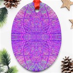 Hot Pink And Purple Abstract Branch Pattern Oval Ornament (Two Sides) Front