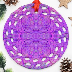 Hot Pink And Purple Abstract Branch Pattern Ornament (round Filigree) by myrubiogarden