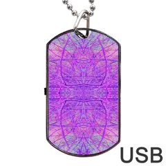 Hot Pink And Purple Abstract Branch Pattern Dog Tag Usb Flash (one Side) by myrubiogarden