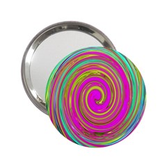 Groovy Abstract Pink, Turquoise And Yellow Swirl 2 25  Handbag Mirrors by myrubiogarden