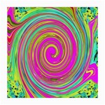 Groovy Abstract Pink, Turquoise And Yellow Swirl Medium Glasses Cloth (2-Side) Back