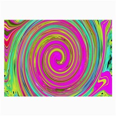 Groovy Abstract Pink, Turquoise And Yellow Swirl Large Glasses Cloth by myrubiogarden