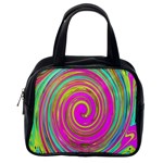 Groovy Abstract Pink, Turquoise And Yellow Swirl Classic Handbag (One Side) Front