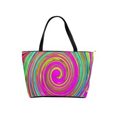 Groovy Abstract Pink, Turquoise And Yellow Swirl Classic Shoulder Handbag by myrubiogarden