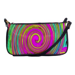 Groovy Abstract Pink, Turquoise And Yellow Swirl Shoulder Clutch Bag by myrubiogarden