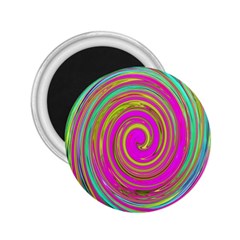 Groovy Abstract Pink, Turquoise And Yellow Swirl 2 25  Magnets by myrubiogarden