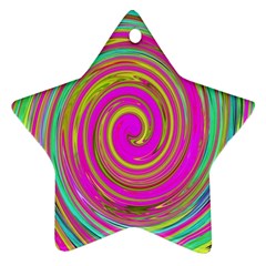 Groovy Abstract Pink, Turquoise And Yellow Swirl Ornament (star) by myrubiogarden