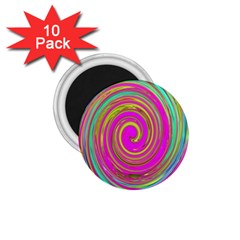 Groovy Abstract Pink, Turquoise And Yellow Swirl 1 75  Magnets (10 Pack)  by myrubiogarden