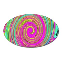 Groovy Abstract Pink, Turquoise And Yellow Swirl Oval Magnet by myrubiogarden