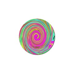 Groovy Abstract Pink, Turquoise And Yellow Swirl Golf Ball Marker (4 Pack) by myrubiogarden