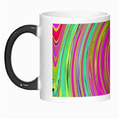 Groovy Abstract Pink, Turquoise And Yellow Swirl Morph Mugs by myrubiogarden