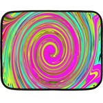 Groovy Abstract Pink, Turquoise And Yellow Swirl Fleece Blanket (Mini) 35 x27  Blanket