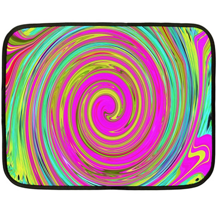 Groovy Abstract Pink, Turquoise And Yellow Swirl Fleece Blanket (Mini)