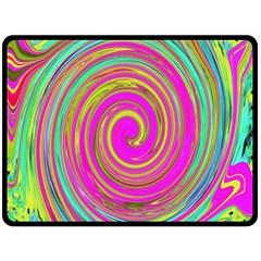 Groovy Abstract Pink, Turquoise And Yellow Swirl Fleece Blanket (large)  by myrubiogarden