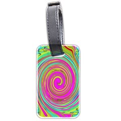 Groovy Abstract Pink, Turquoise And Yellow Swirl Luggage Tags (two Sides) by myrubiogarden