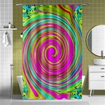 Groovy Abstract Pink, Turquoise And Yellow Swirl Shower Curtain 48  x 72  (Small)  Curtain(48  X 72 ) - 42.18 x64.8  Curtain(48  X 72 )