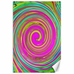 Groovy Abstract Pink, Turquoise And Yellow Swirl Canvas 24  X 36  by myrubiogarden