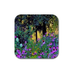 Hazy Morning Sunrise In My Rubio Garden Rubber Square Coaster (4 Pack)  by myrubiogarden