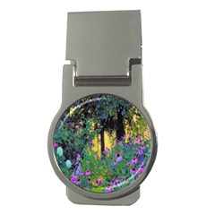 Hazy Morning Sunrise In My Rubio Garden Money Clips (round)  by myrubiogarden